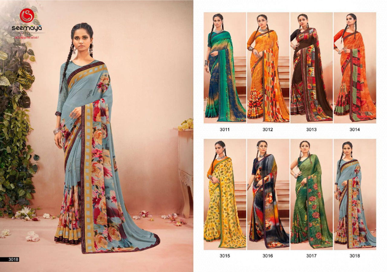 SEEMAYA MOHINI Latest Fancy Designer Casual Wear Pure Weightless Fancy Print With Fsncy New Serositis  Border Saree Collection